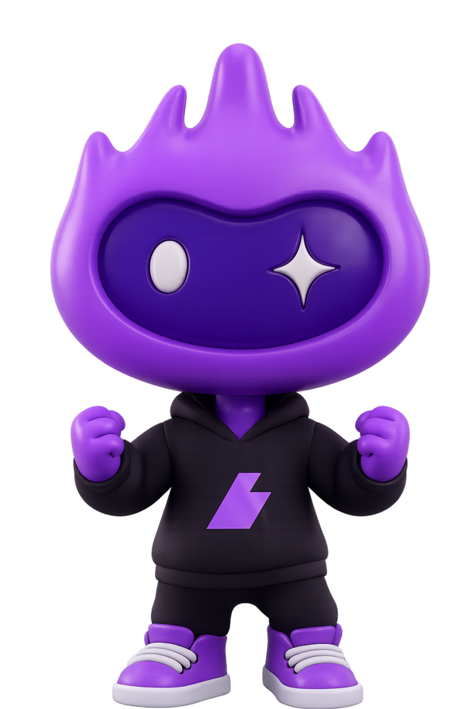 Bleen mascot leading players through the gaming arena in QB Cup